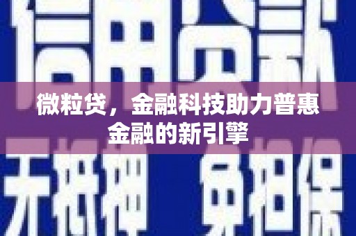 狮子山微粒贷，金融科技助力普惠金融的新引擎