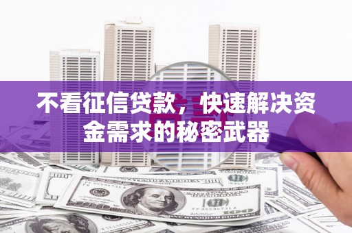 狮子山不看征信贷款，快速解决资金需求的秘密武器