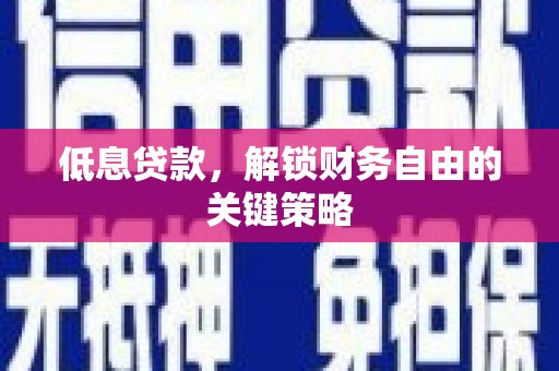 狮子山低息贷款，解锁财务自由的关键策略