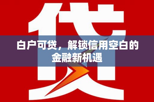 狮子山白户可贷，解锁信用空白的金融新机遇