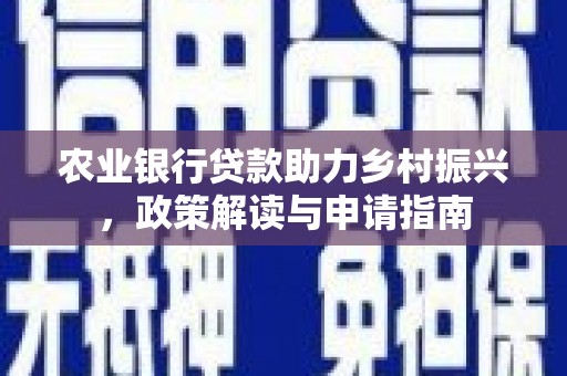 狮子山农业银行贷款助力乡村振兴，政策解读与申请指南