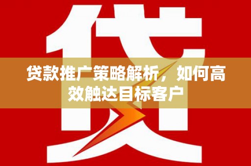 狮子山贷款推广策略解析，如何高效触达目标客户