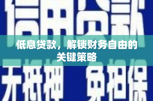 狮子山低息贷款，解锁财务自由的关键策略