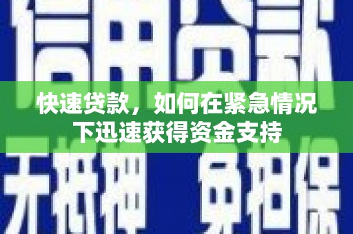 狮子山快速贷款，如何在紧急情况下迅速获得资金支持